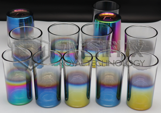 Máquina de recubrimiento de iones PVD ARC para vasos de vidrio: colores arcoíris, verde, azul, púrpura, dorado, ámbar