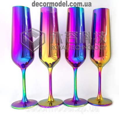 Plata transparente de los cubiletes de cristal de PVD, oro transparente, capa transparente de los colores del arco iris