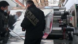 Metalización de aluminio R2R de película plástica PE